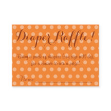 Orange Polka Dot Baby Dusche Windeln Raffel Ticket