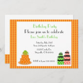 Orange Polka Dot Birthday Cake Party Einladung (Vorne/Hinten)