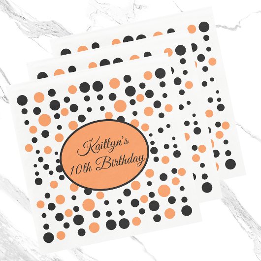 Orange Polka Dot Birthday Serviette