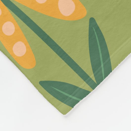 Orange polka dot Blume Fleecedecke (Ecke)