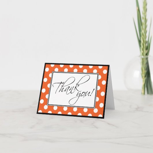Orange Polka Dot Custom Dankeschön Karte (Vorderseite)
