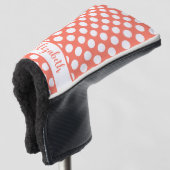 Orange polka dot golf head cover custom name golf headcover (3/4 Vorderseite)
