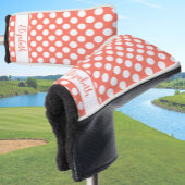 Orange polka dot golf head cover custom name golf headcover