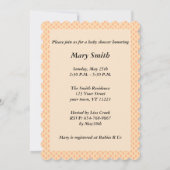 Orange Polka Dot Lace Heart Baby Shower Einladung (Rückseite)