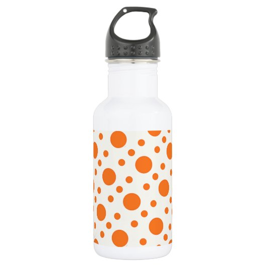 Orange Polka Dot Retro Design Edelstahlflasche (Vorderseite)