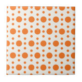 Orange Polka Dot Retro Design Fliese (Vorderseite)