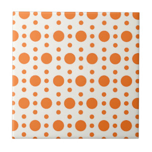Orange Polka Dot Retro Design Fliese