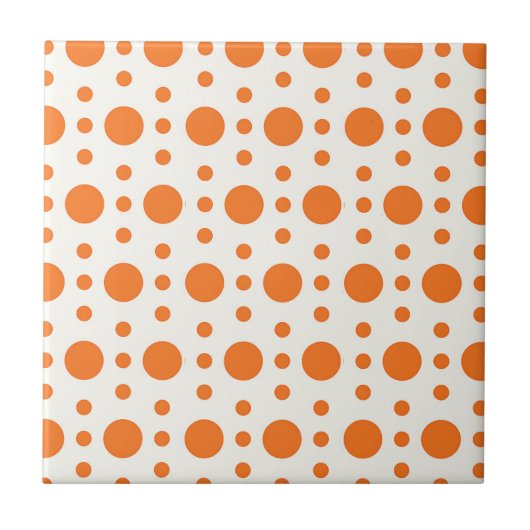 Orange Polka Dot Retro Design Fliese (Vorderseite)