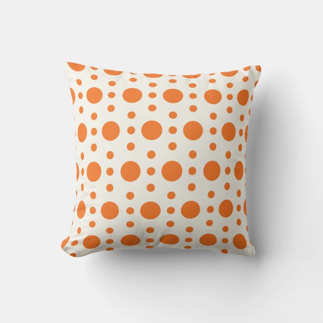 Orange Polka Dot Retro Design Pillow Kissen (Vorderseite)