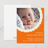 Orange polka dot rosette Foto niedliche Geburt Ankündigung (Vorne/Hinten)