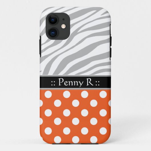 Orange Polka Dot verblasste Zebra Print iPhone 5 F Case-Mate iPhone Hülle (Rückseite)