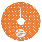 Orange Polka Dots Christmas Tree Skirt Polyester Weihnachtsbaumdecke (Vorderseite)