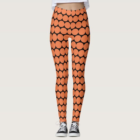 ORANGE POLKA DOTS, HALLOWEEN LEGGINGS Black (Vorderseite)