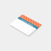 Orange Polka Dots mit blauem Streifen Post-it Klebezettel (angewinkelt)