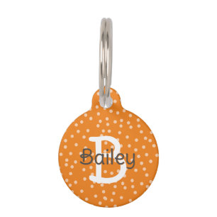 Orange Polka Dots Monogram Name Address Haustiermarke
