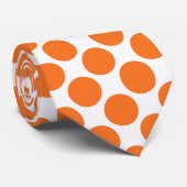 Orange Polka Dots on White Custom Necktie Krawatte (Gerollt)