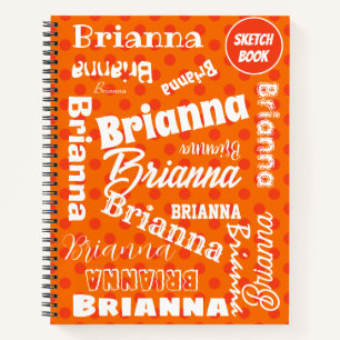 Orange Polka Dots Personalisiert Word Art Notizblock