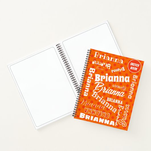 Orange Polka Dots Personalisiert Word Art Notizblock (Innenseite)