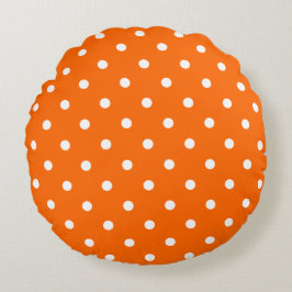 Orange Polka Dots Round Pillow Rundes Kissen