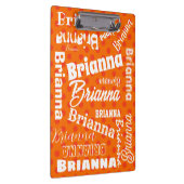 Orange Polka Dotted, Personalisierter Name, Wortar Klemmbrett (Rechts)