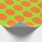 Orange Polka-Punkt-Limones Grün Geschenkpapier (Ecke)
