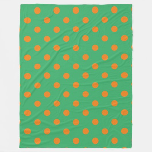 Orange Polka Punkte auf grün Fleecedecke (Vorderseite)