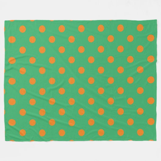 Orange Polka Punkte auf grün Fleecedecke (Vorderseite (Horizontal))