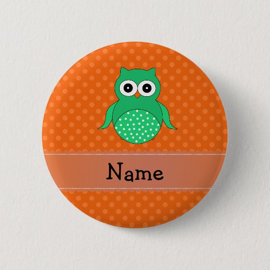 Orange Polkapunkte der personalisierten grünen Button (Vorderseite)