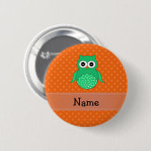 Orange Polkapunkte der personalisierten grünen Button (Vorne & Hinten)