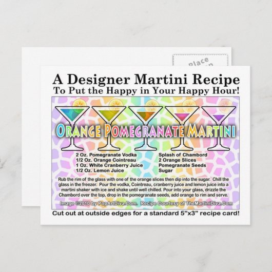Orange Pomegranate Martini Rezept Postkarte (Vorne/Hinten)