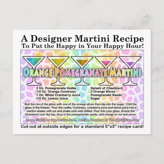 Orange Pomegranate Martini Rezept Postkarte (Vorderseite)