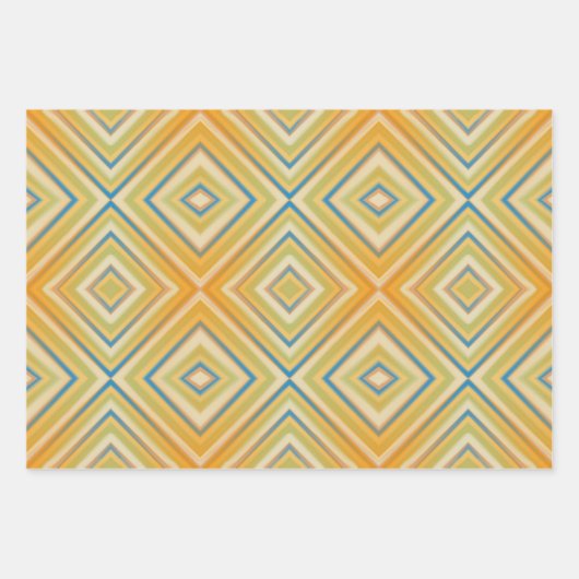 Orange Pop Alternative Diamant Muster Geschenkpapier Set (Vorderseite 3)