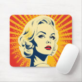 Orange Pop Art Blonde Mousepad (Mit Mouse)