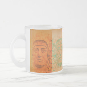 Orange Pop Art Deco Steinkopf Mattierte Tasse aus