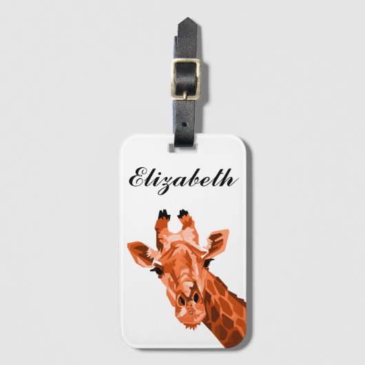 Orange Pop Art Giraffe Personalisierte Gepäckmarke Gepäckanhänger (Vorderseite Vertikal)