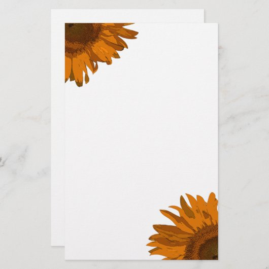 Orange Pop Art Sonnenblumen Briefpapier (Vorne/Hinten)