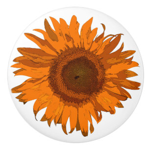 Orange Pop Art Sonnenblumen Keramikknauf