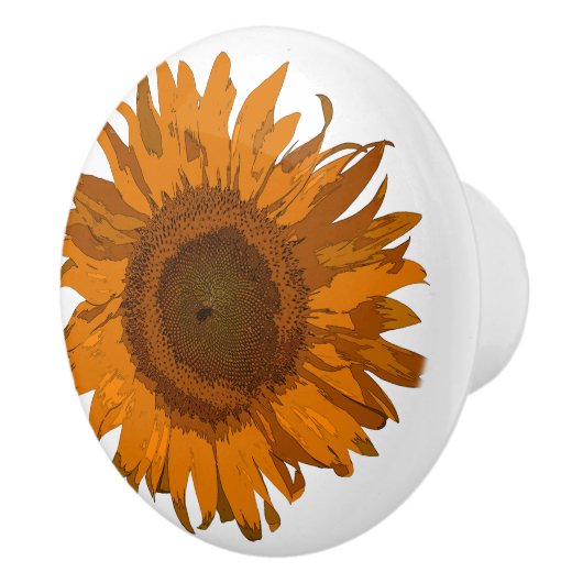 Orange Pop Art Sonnenblumen Keramikknauf (Rechts)