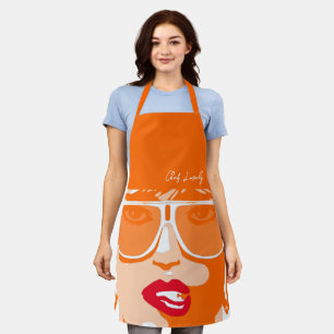 Orange Pop Kunst, Hübsche Woman Sonnenbrille Rote Schürze