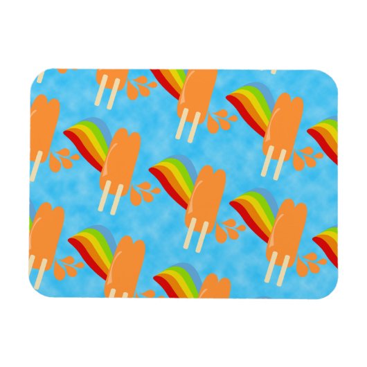 Orange Pop Retro Regenbogen Magnet (Horizontal)