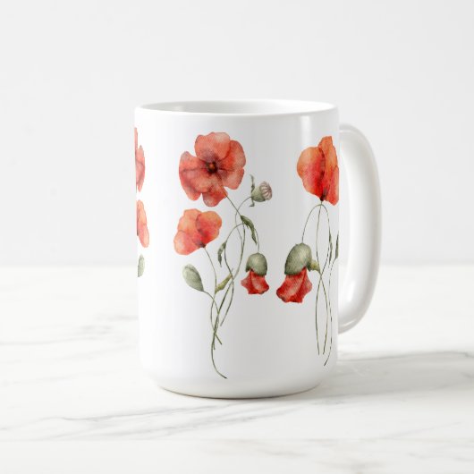 Orange Poppies auf Weiß Kaffeetasse (VorderseiteRechts)