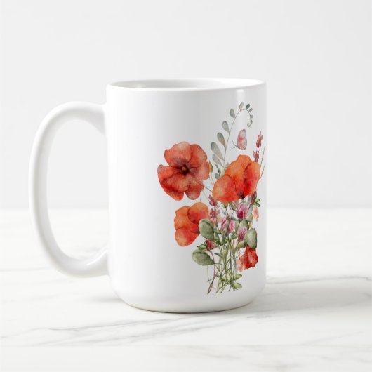 Orange Poppies auf Weiß Kaffeetasse (Links)