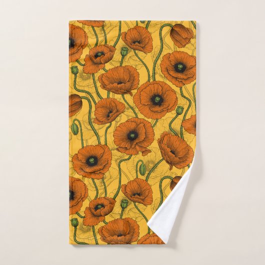 Orange Poppies Badhandtuch Set (Handtuch)