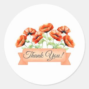 Orange Poppies Blume Blumendanke Runder Aufkleber