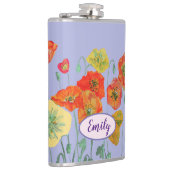 Orange Poppies Blumenkohl Blume Pastel lila Lilac Flachmann (Rechts)