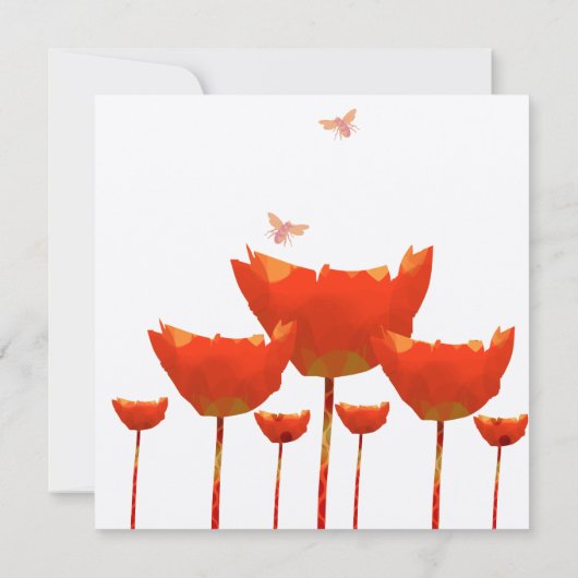 Orange Poppies & Bumble Bees Hochzeitseinladung Einladung (Rückseite)