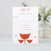 Orange Poppies & Bumble Bees Wedding RSVP Einladung (Stehend Vorderseite)