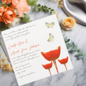 Orange Poppies & Butterflies Einladung Hochzeit