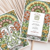 Orange Poppies & Daisies Jugendstil Save the Date Einladung