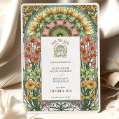 Orange Poppies & Daisies Jugendstil Save the Date Einladung